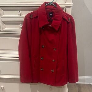 GAP Women's Bold Red Pea Coat